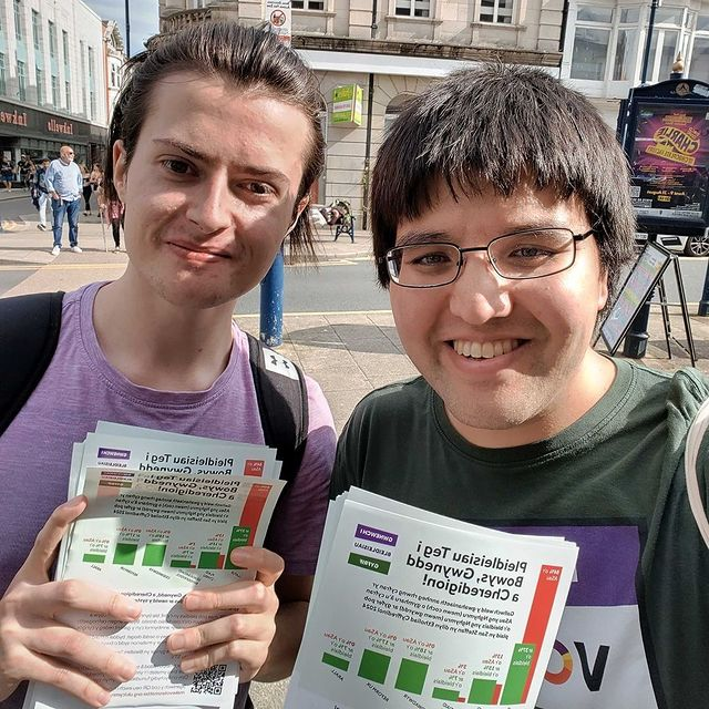 Leafleting at Owain Glyndŵr Square
(Aberystwyth)